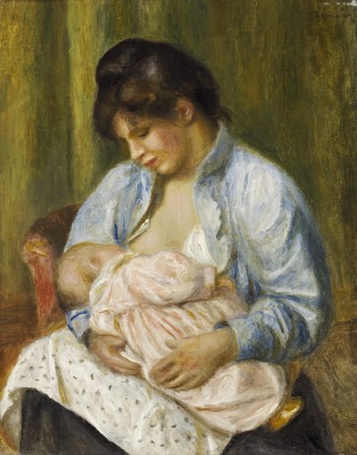 Eine Frau, die ein Kind stillt von Pierre Auguste Renoir